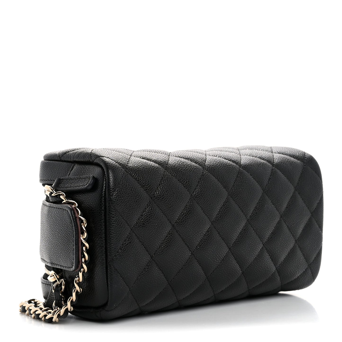 Caviar Quilted Double Zip Pouch Cosmetic Case Black