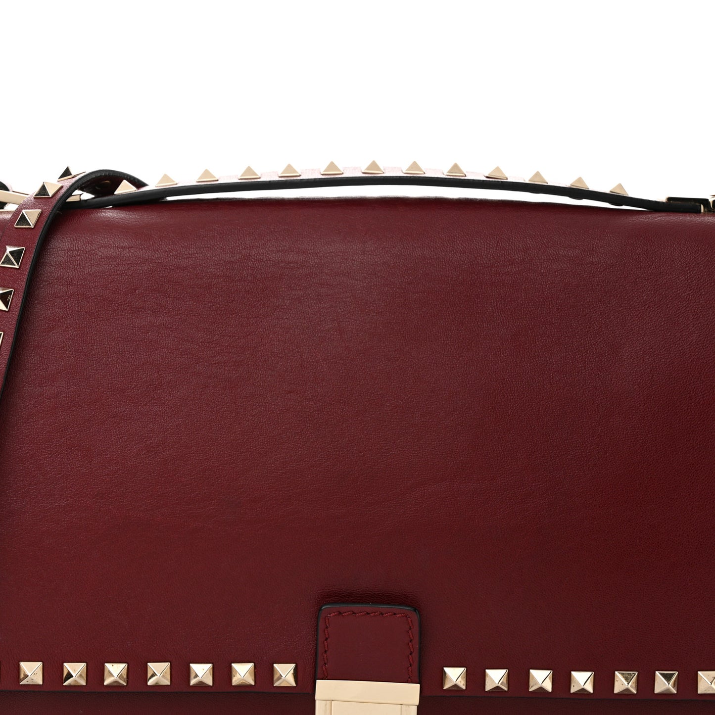 Calfskin Rockstud Top Handle Crossbody Rubin