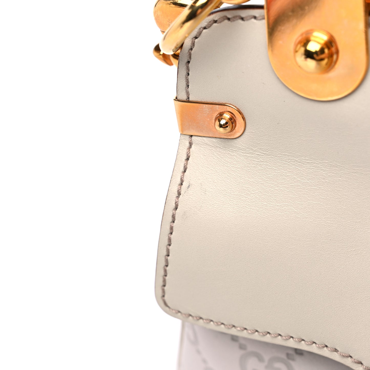 Guccissima Peggy Bamboo Top Handle Bag Mystic White