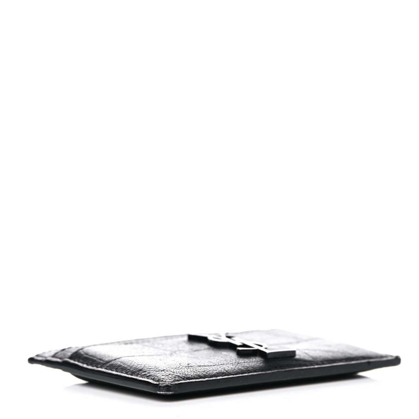 Calfskin Crocodile Embossed Monogram Credit Card Case Black