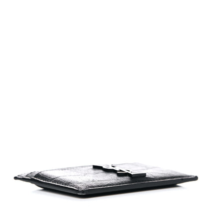 Saint Laurent Calfskin Crocodile Embossed Monogram Credit Card Case Black 4 of 11