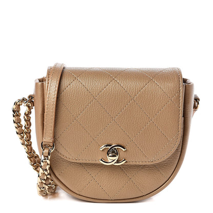 Chanel Goatskin Stitched Casual Trip Messenger Flap Beige 1 of 11