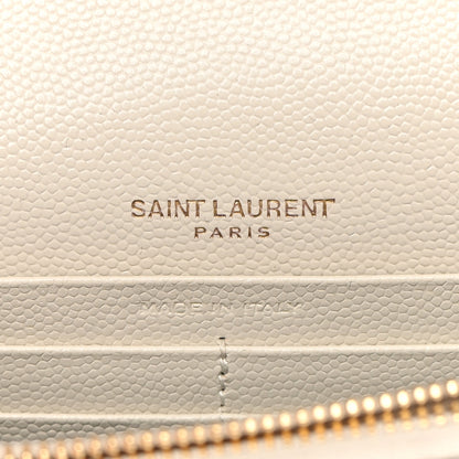Saint Laurent Grain De Poudre Matelasse Chevron Monogram Envelope Chain Wallet Nude Powder 6 of 14