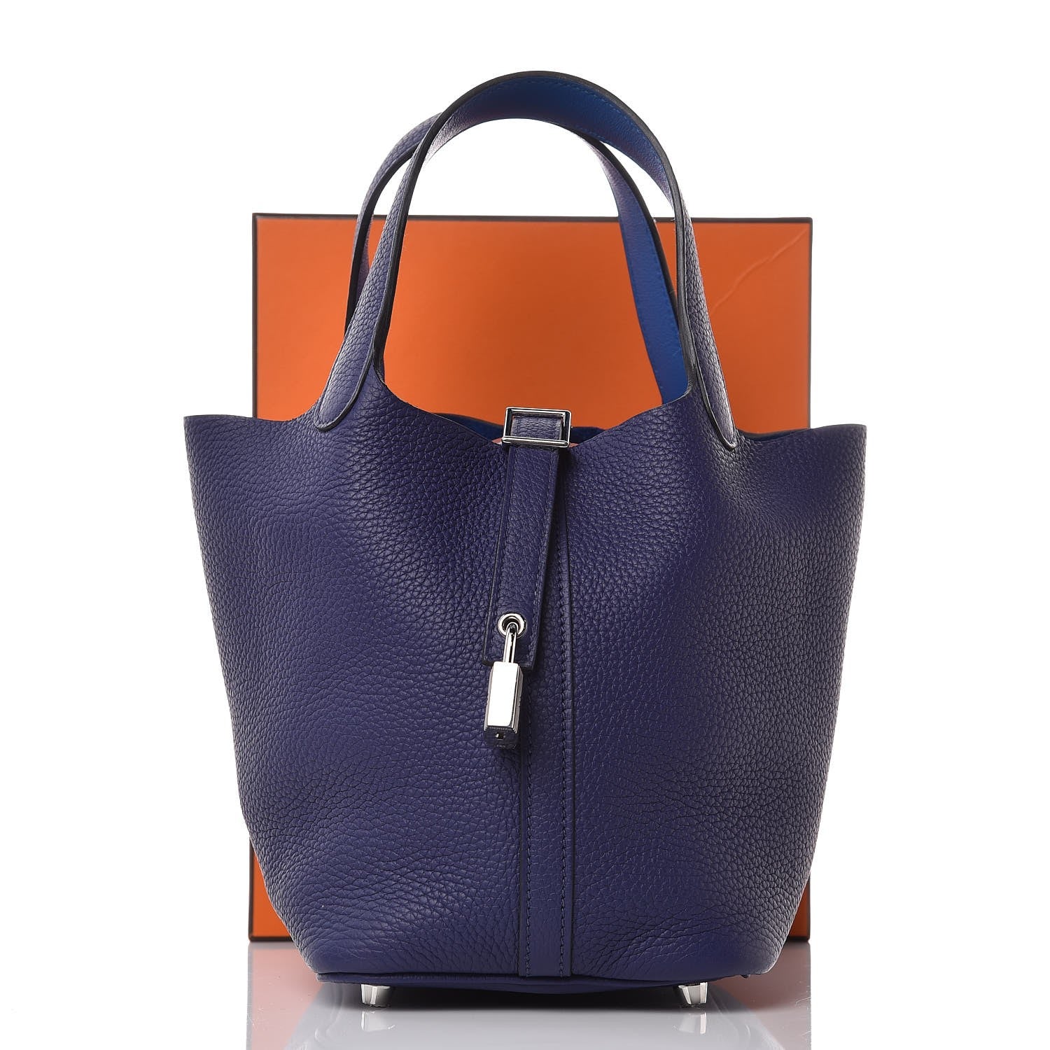 Hermes Taurillon Clemence Picotin Lock 18 PM Bleu Enrce Bleu Zellige 8 of 8
