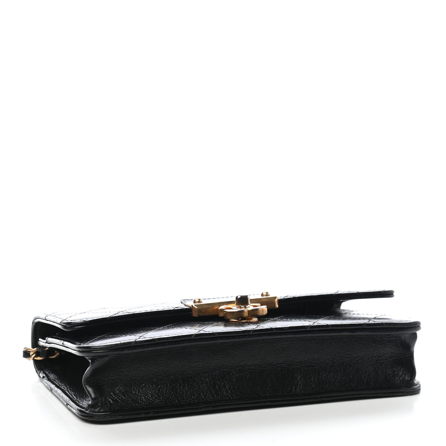 Chanel Goatskin Stitched Golden CC Wallet on Chain WOC Black 4 of 10