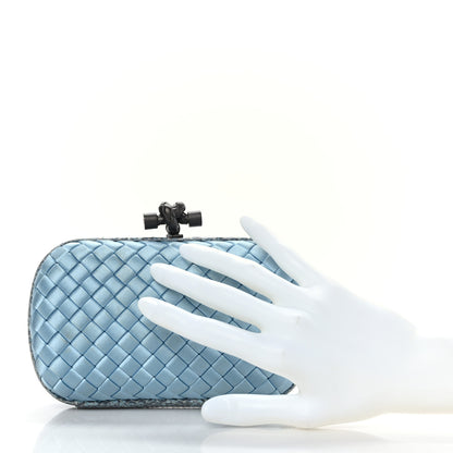 Bottega Veneta Satin Intreccio Impero Ayers Knot Clutch Ciel 3 of 10