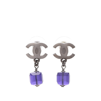 Chanel Ruthenium Bead CC Drop Earrings Purple 1 of 4
