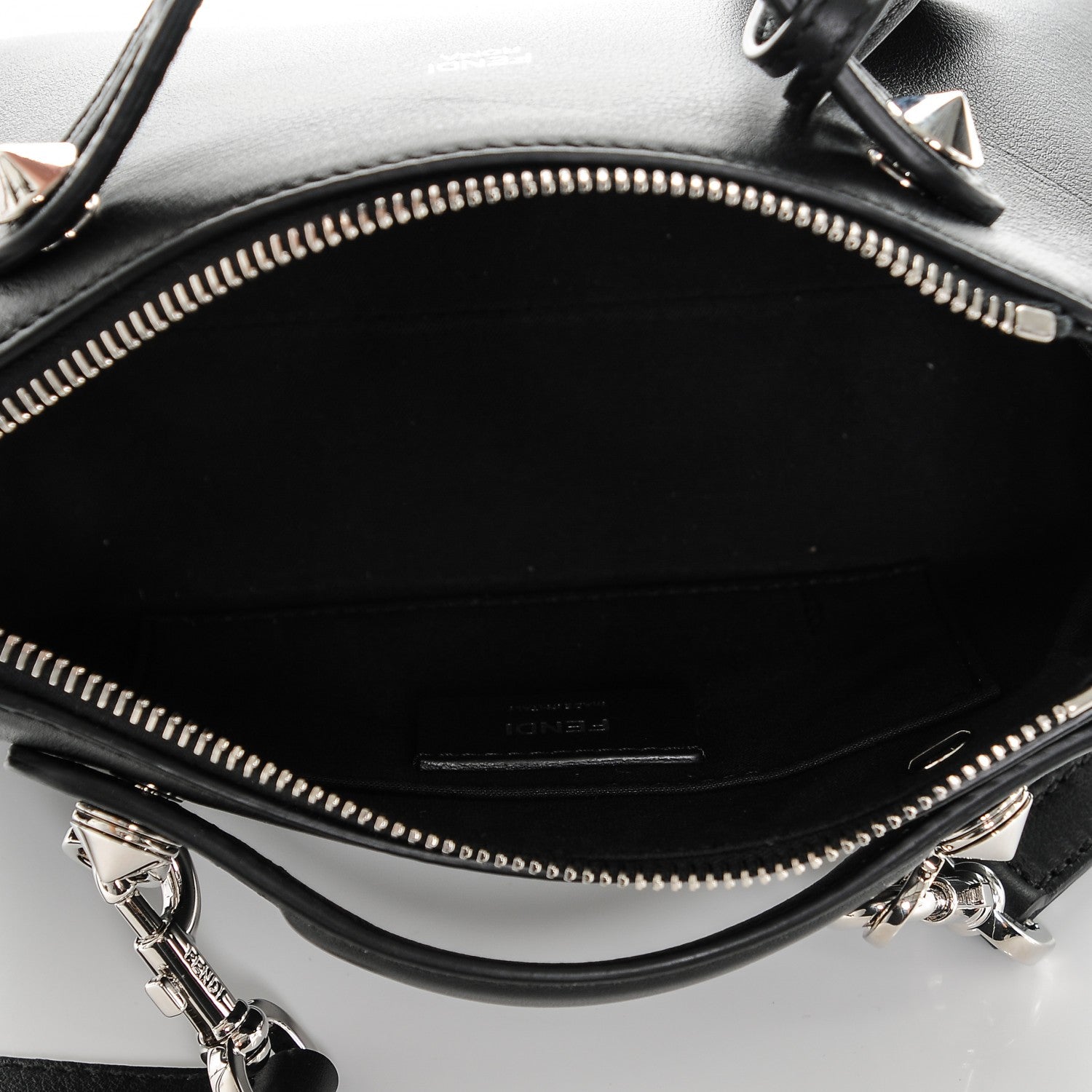 Fendi Vitello Dolce Crystal Heart Croc Tail Mini By The Way Boston Bag Black Rosso 5 of 6