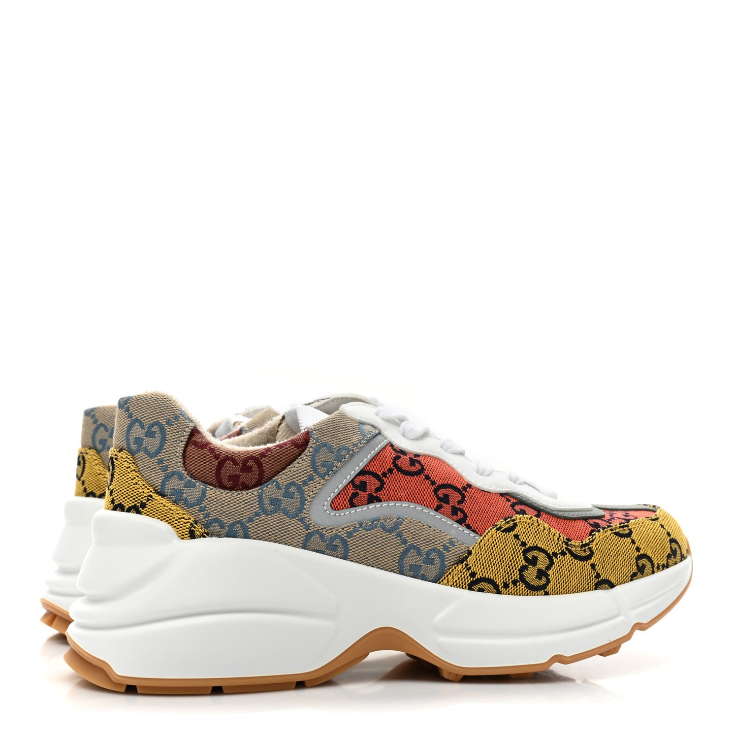 Monogram Multicolor Demetra Womens Rhyton Sneakers 36 Yellow Blue Great White Tabasco