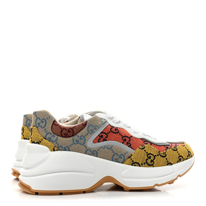 Gucci Monogram Multicolor Demetra Womens Rhyton Sneakers 36 Yellow Blue Great White Tabasco 4 of 8