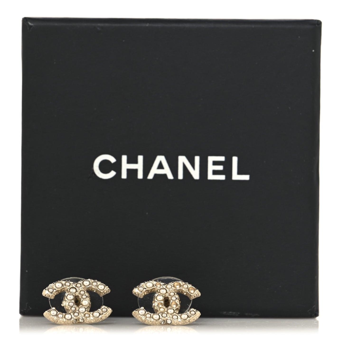 Pearl Crystal CC Earrings Gold