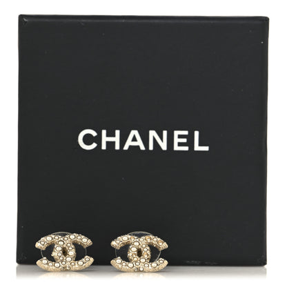 Chanel Pearl Crystal CC Earrings Gold 6 of 6