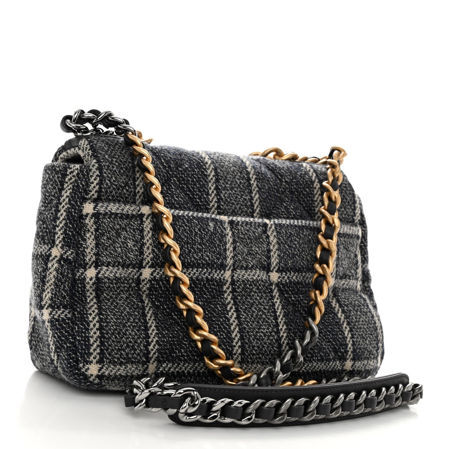 Chanel Tweed Quilted Medium Chanel 19 Flap Grey Navy 3 of 10