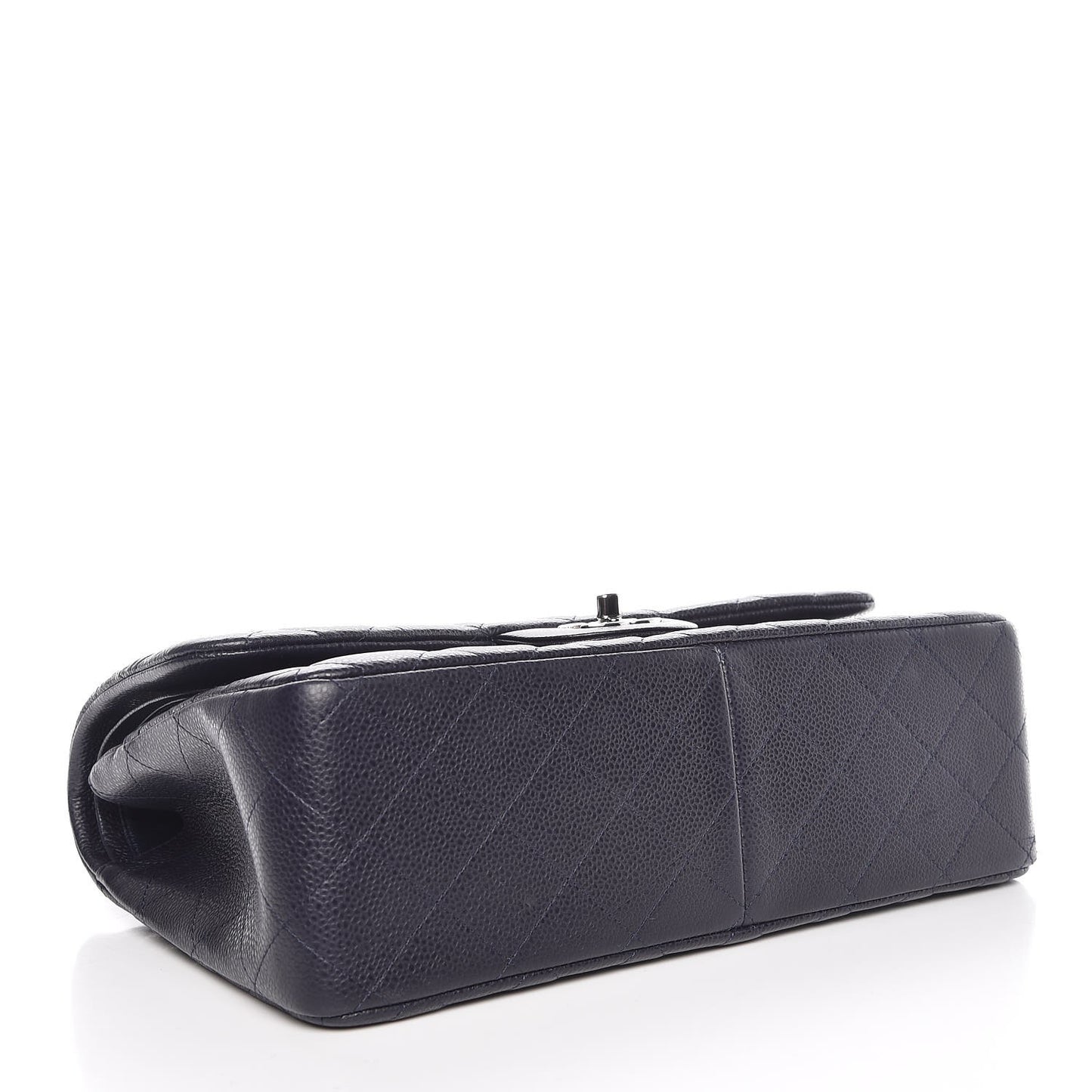 Caviar Quilted Jumbo Double Flap Navy Blue