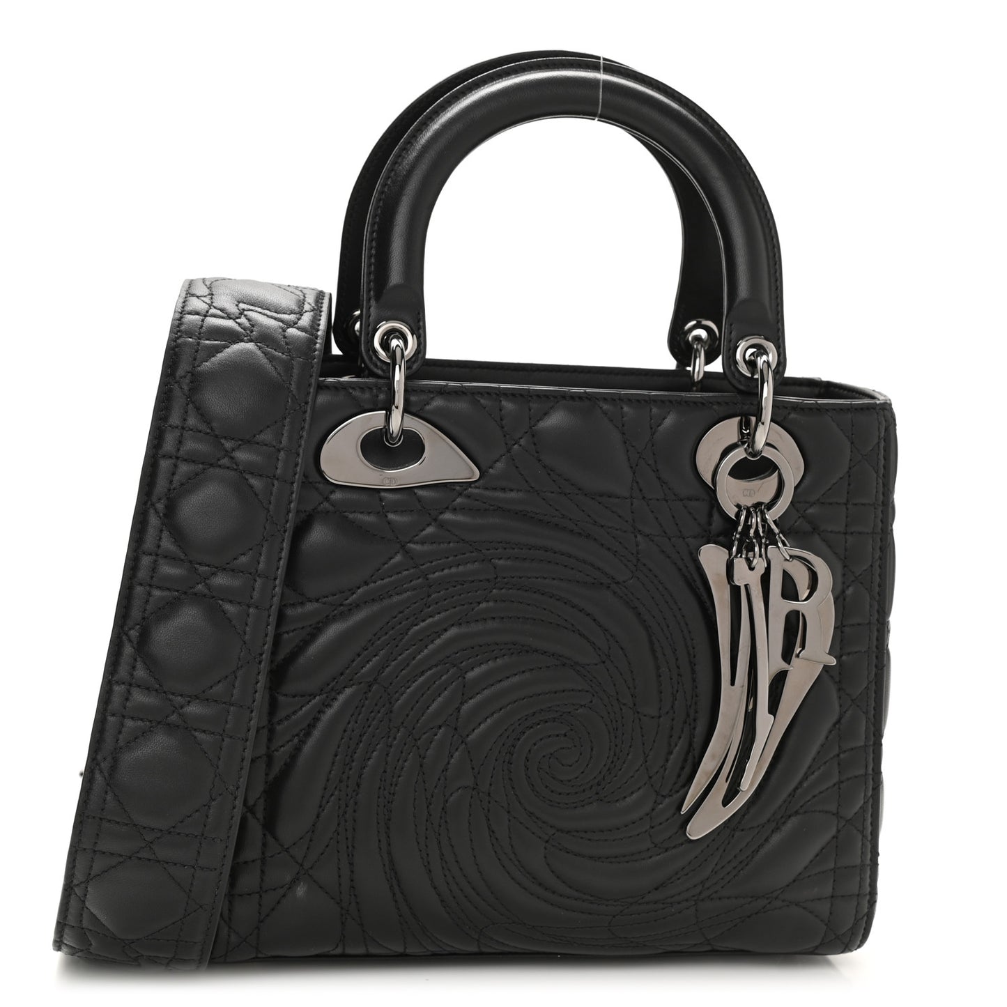 Lambskin Cannage Embossed Medium Recycle Group Lady Dior Art 5 Black