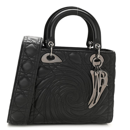 Christian Dior Lambskin Cannage Embossed Medium Recycle Group Lady Dior Art 5 Black 1 of 8