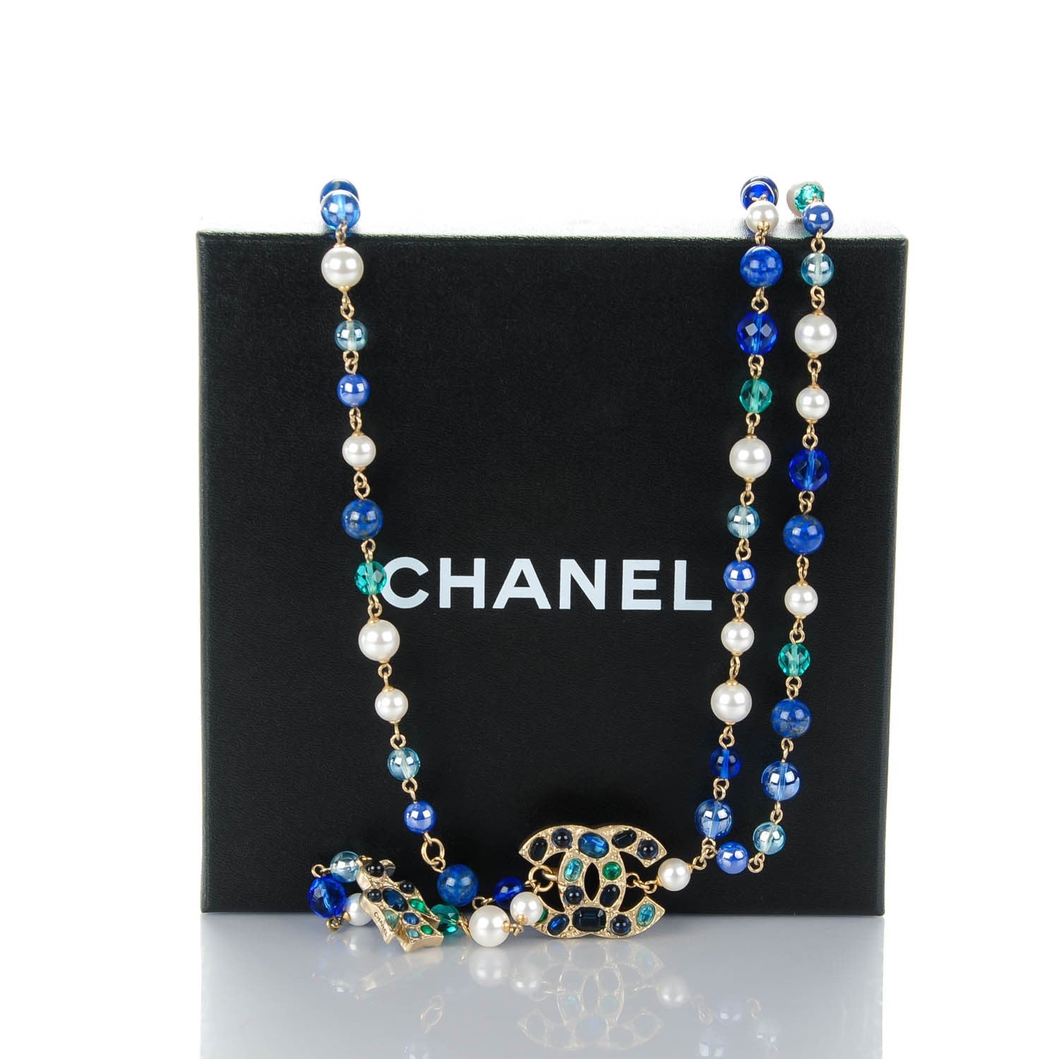 Chanel Pearl Beaded CC Belt Blue 6 of 6