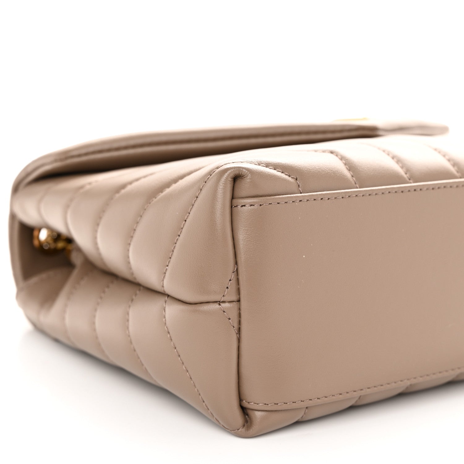 Saint Laurent Calfskin Y Quilted Monogram Small Loulou Chain Satchel Dark Beige 7 of 9
