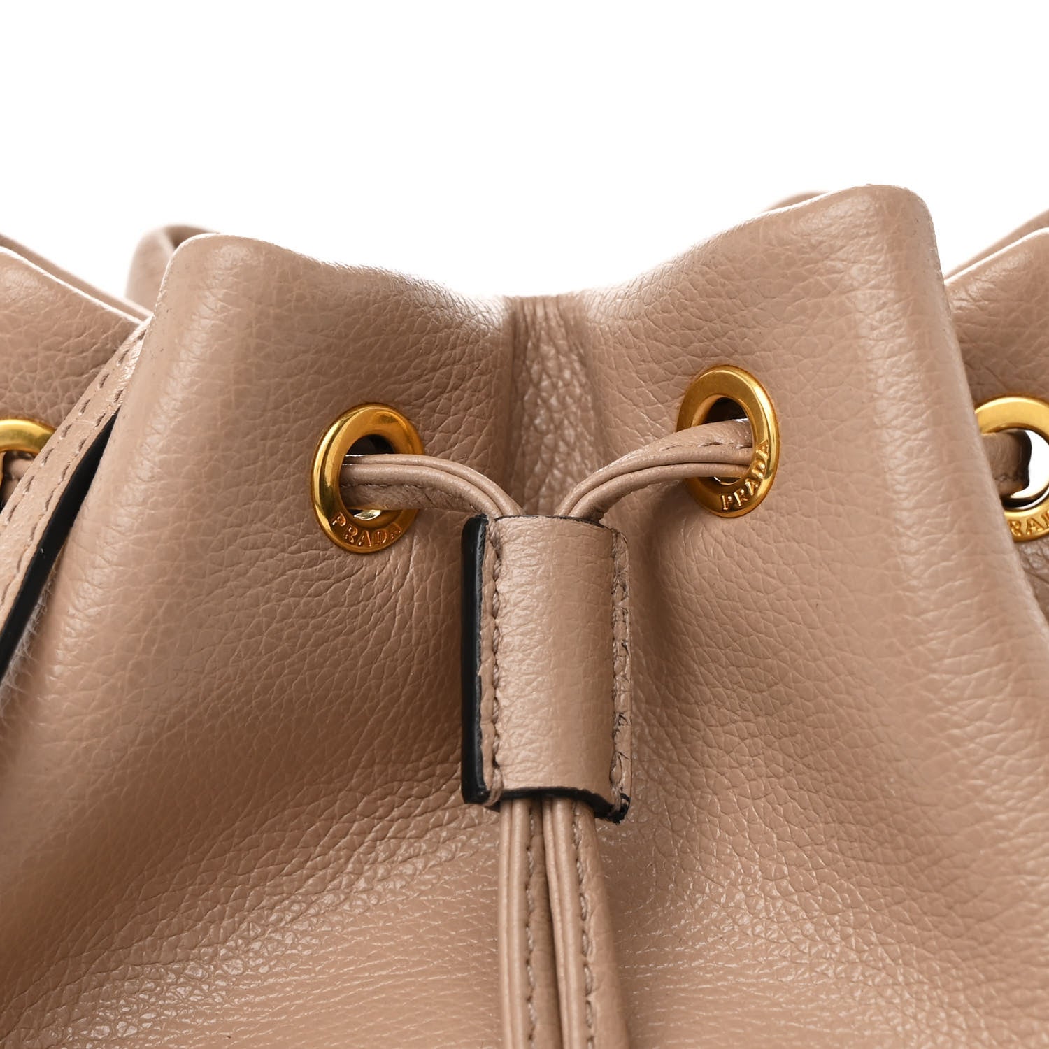 Prada Glace Calfskin Duet Logo Drawstring Shoulder Bag Cammeo 9 of 12