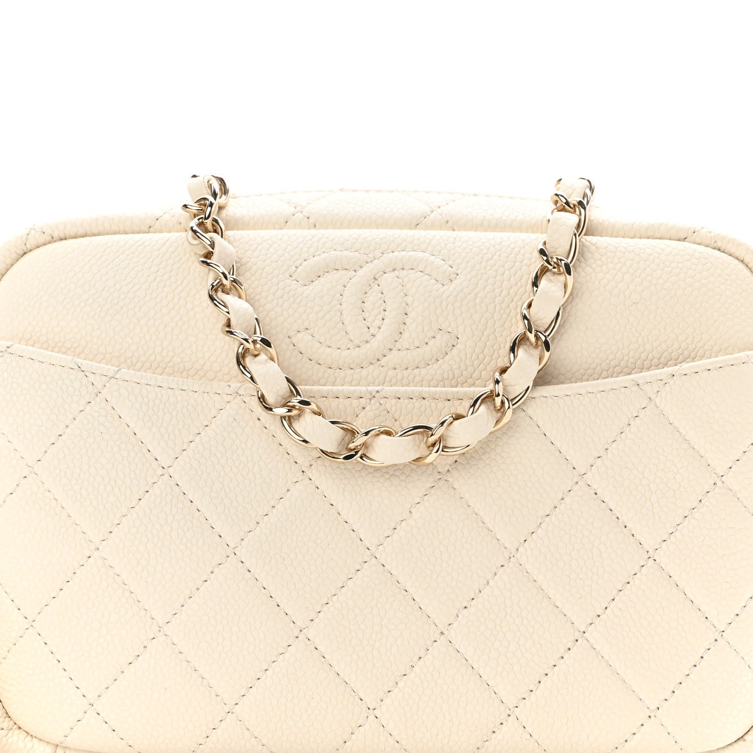 Chanel Caviar Flat Quilted Small Coco Tassel Camera Case White 8 of 10