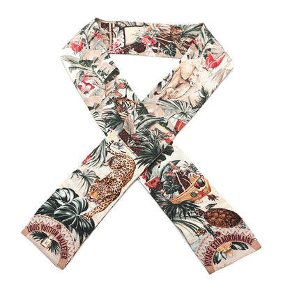 Louis Vuitton Silk Voyage Extraordinaire Bandeau Scarf Beige 1 of 3