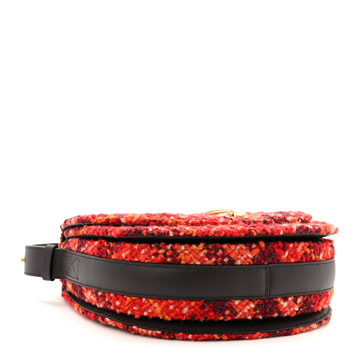 Burberry Tweed Check Medium Rocking Horse Crossbody Red Black 4 of 9