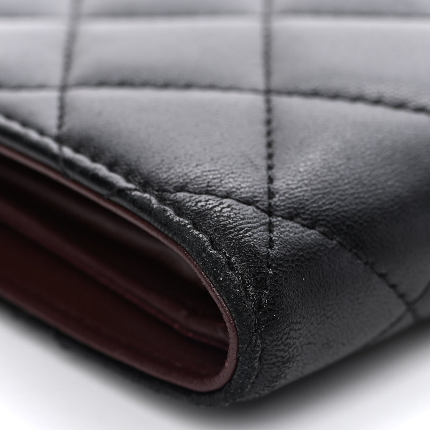 Lambskin Quilted Yen Wallet Black