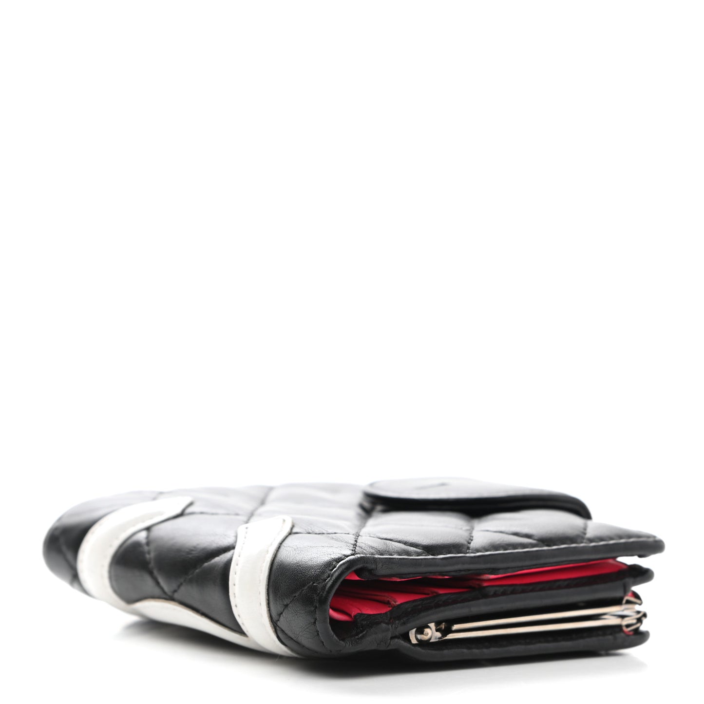 Calfskin Quilted Cambon Bi-Fold Wallet Black White