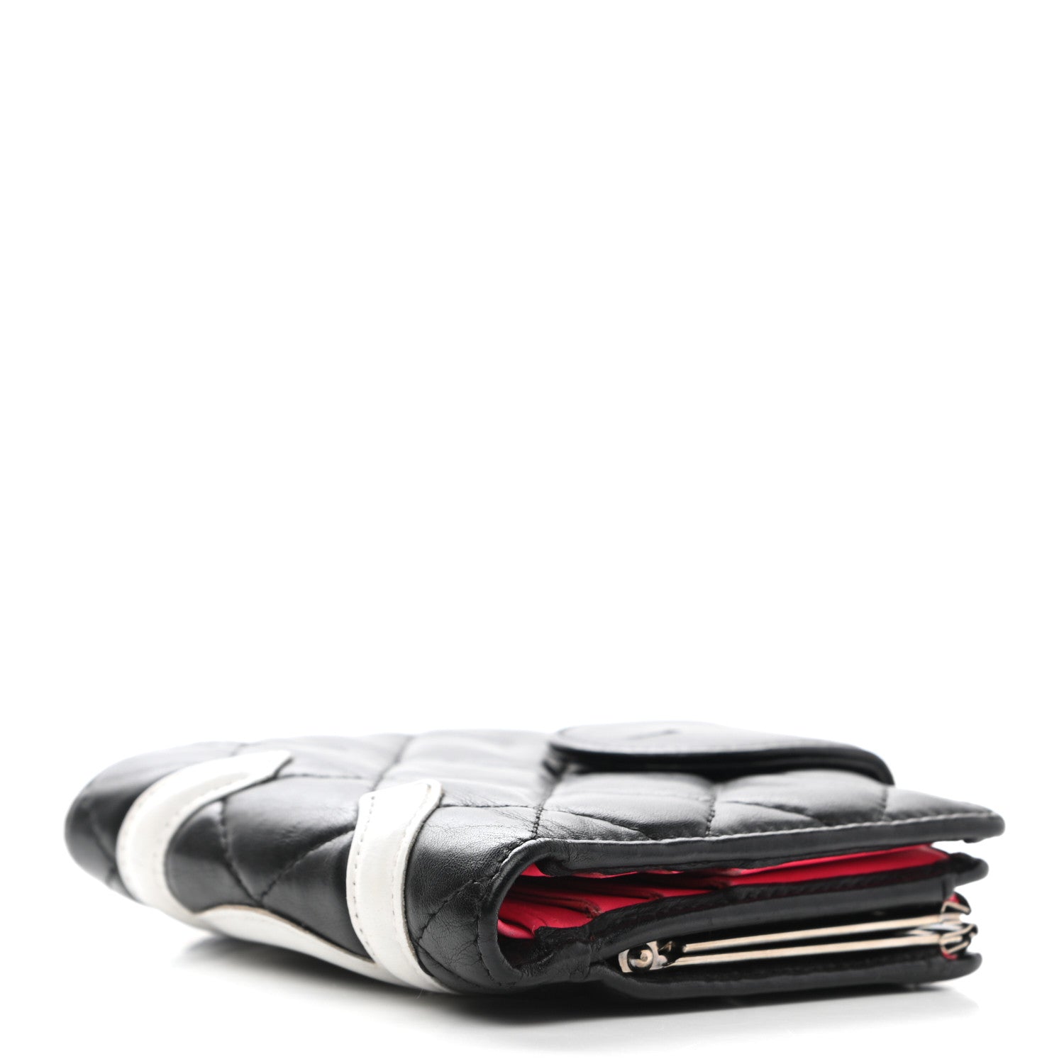 Chanel Calfskin Quilted Cambon Bi-Fold Wallet Black White 4 of 9