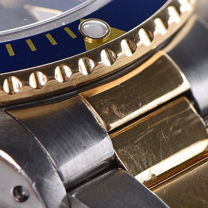 Rolex 18K Yellow Gold Stainless Steel 40mm Oyster Perpetual Date Submariner Watch Blue 10 of 10
