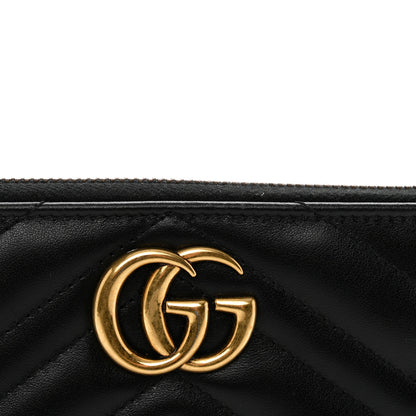 Gucci Calfskin Matelasse GG Marmont Zip Around Wallet Black 7 of 12