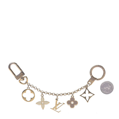 Louis Vuitton Brass Enamel Fleur De Monogram Bag Charm Chain Gold 2 of 4