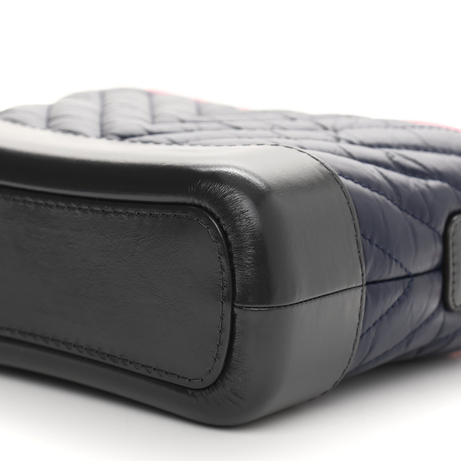 Chanel Aged Calfskin Chevron Quilted Small Gabrielle Hobo Dark Pink Navy 9 of 10