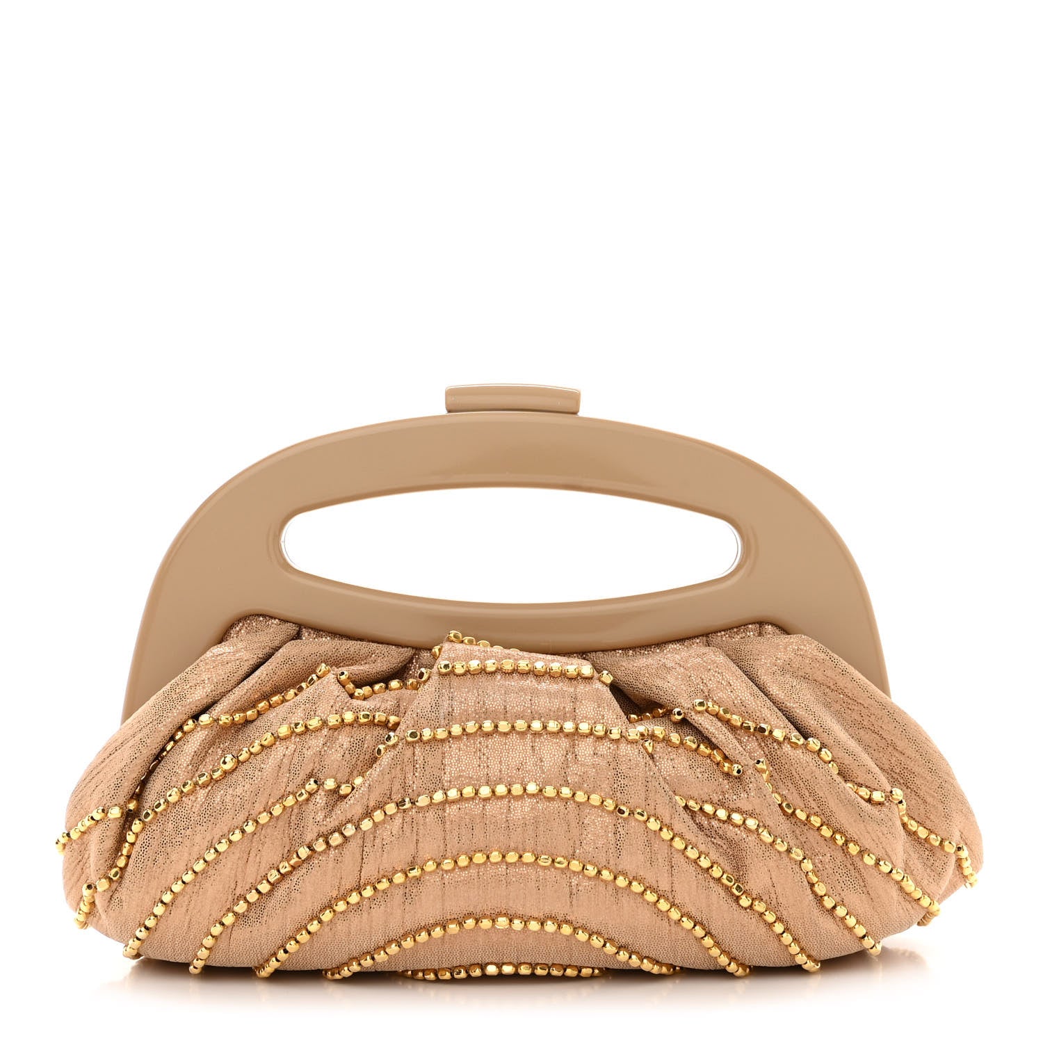 Jimmy Choo Metallic Fabric Beaded Clutch Gold 1 of 11