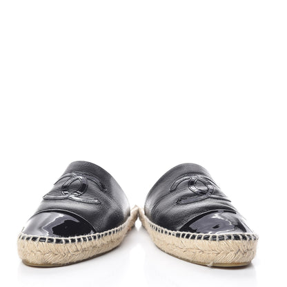 Chanel Goatskin Patent CC Espadrille Mules 39 Black 6 of 12
