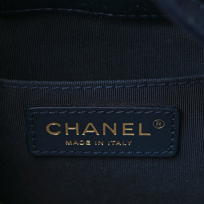 Chanel Caviar Quilted Rolled Up Bucket Drawstring Bag Navy 6 of 10