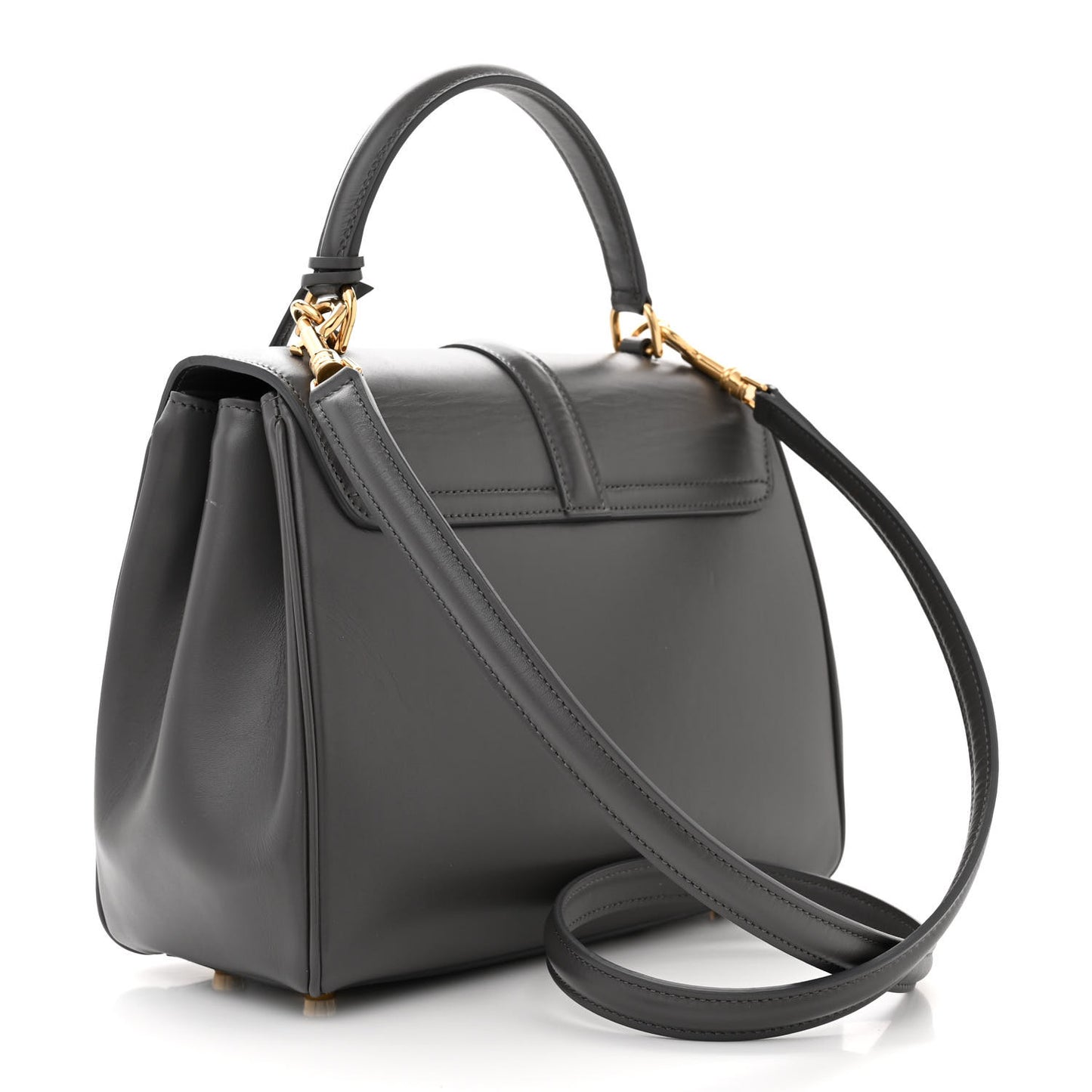 Satinated Calfskin Small 16 Top Handle Bag Gray