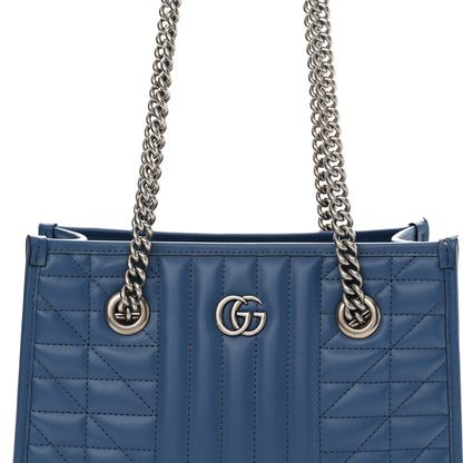 Gucci Calfskin Matelasse Aria Small GG Marmont Shoulder Tote Clear Blue 8 of 14