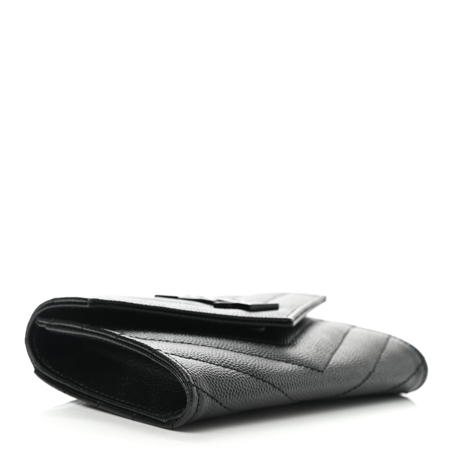 Grain De Poudre Matelasse Chevron Small Monochrome Monogram Envelope Wallet Black
