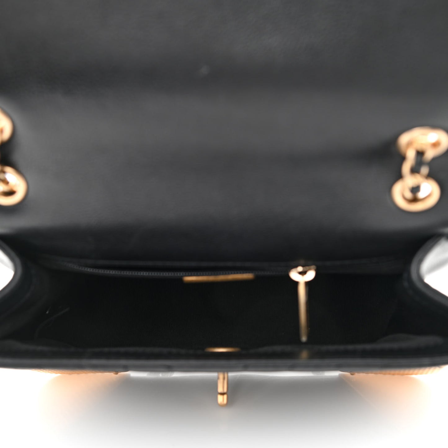 Calfskin Chevron Quilted Mini Rock The Corner Flap Black