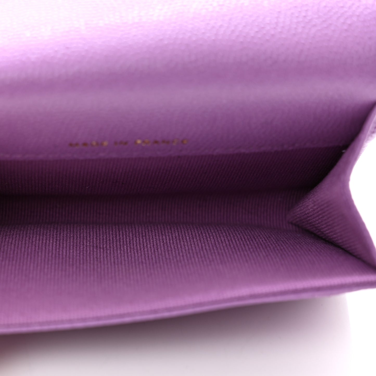 Caviar Quilted Flap Card Holder Wallet Purple