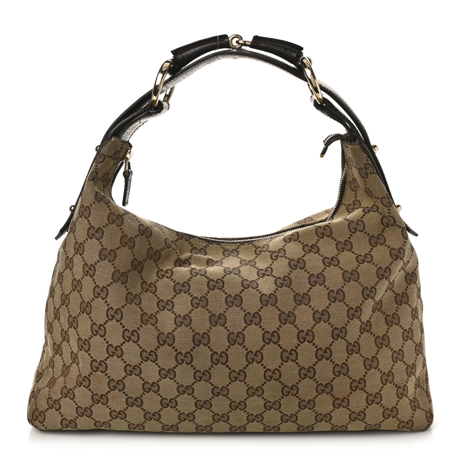 Gucci Monogram Medium Horsebit Chain Hobo Dark Brown 1 of 9