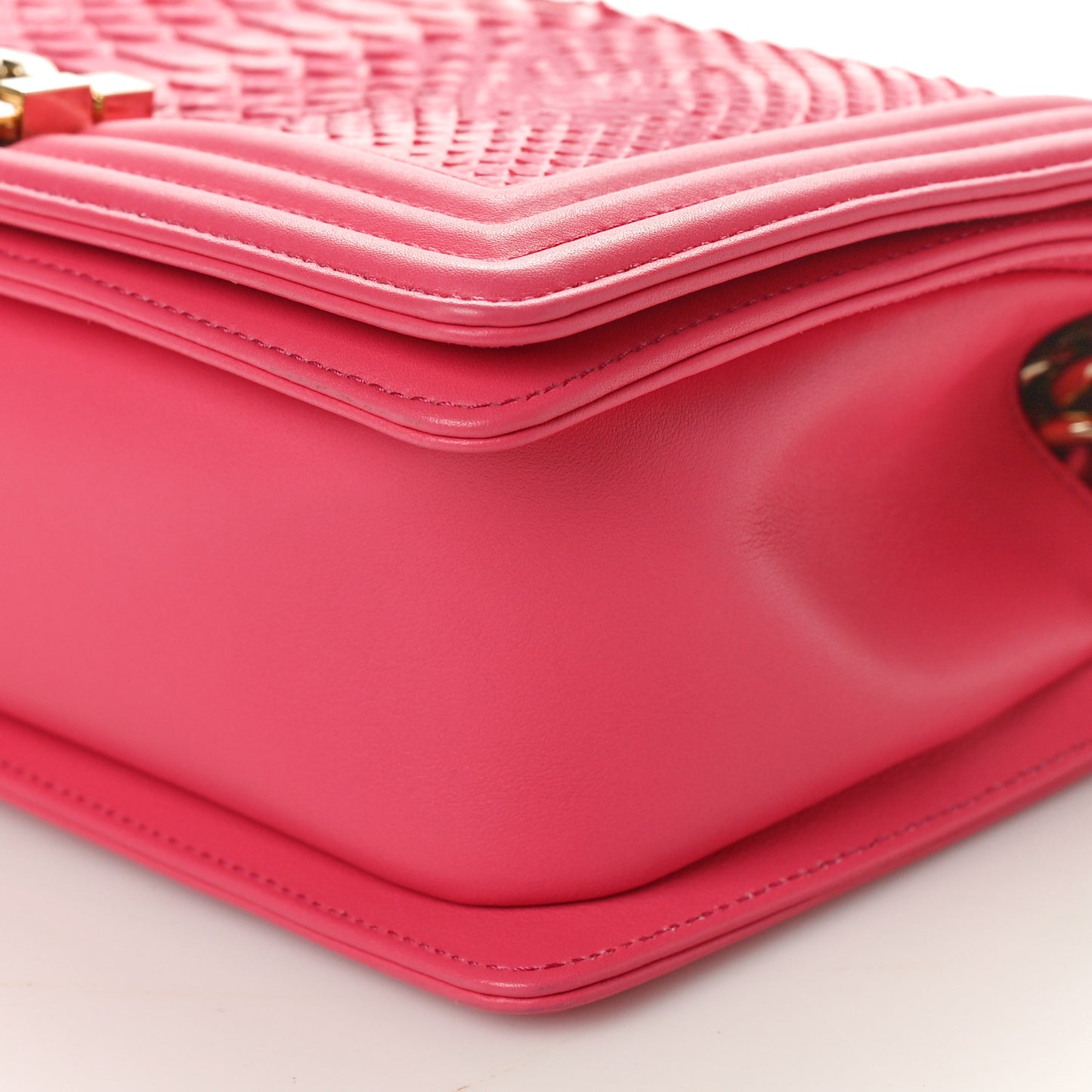 Snakeskin Medium Boy Flap Pink