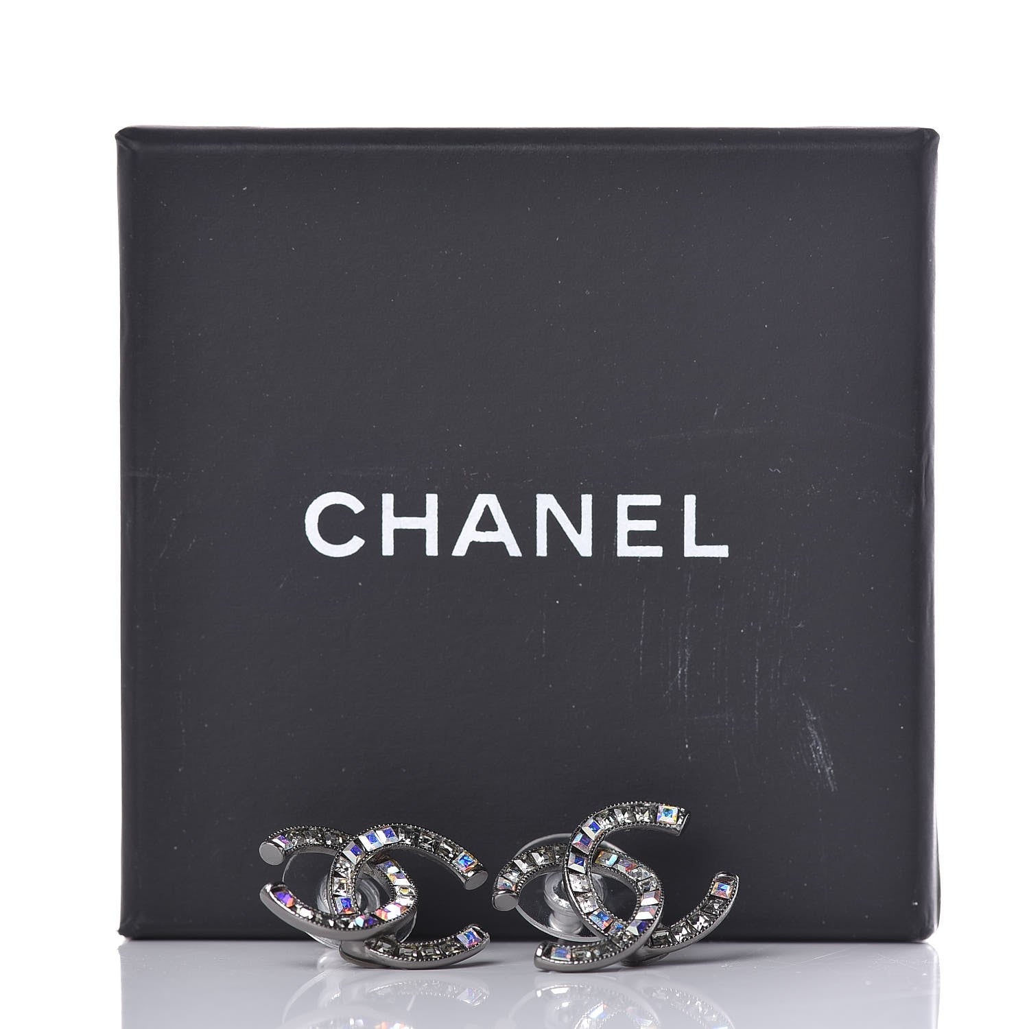 Chanel Crystal Baguette CC Earrings Ruthenium 5 of 5