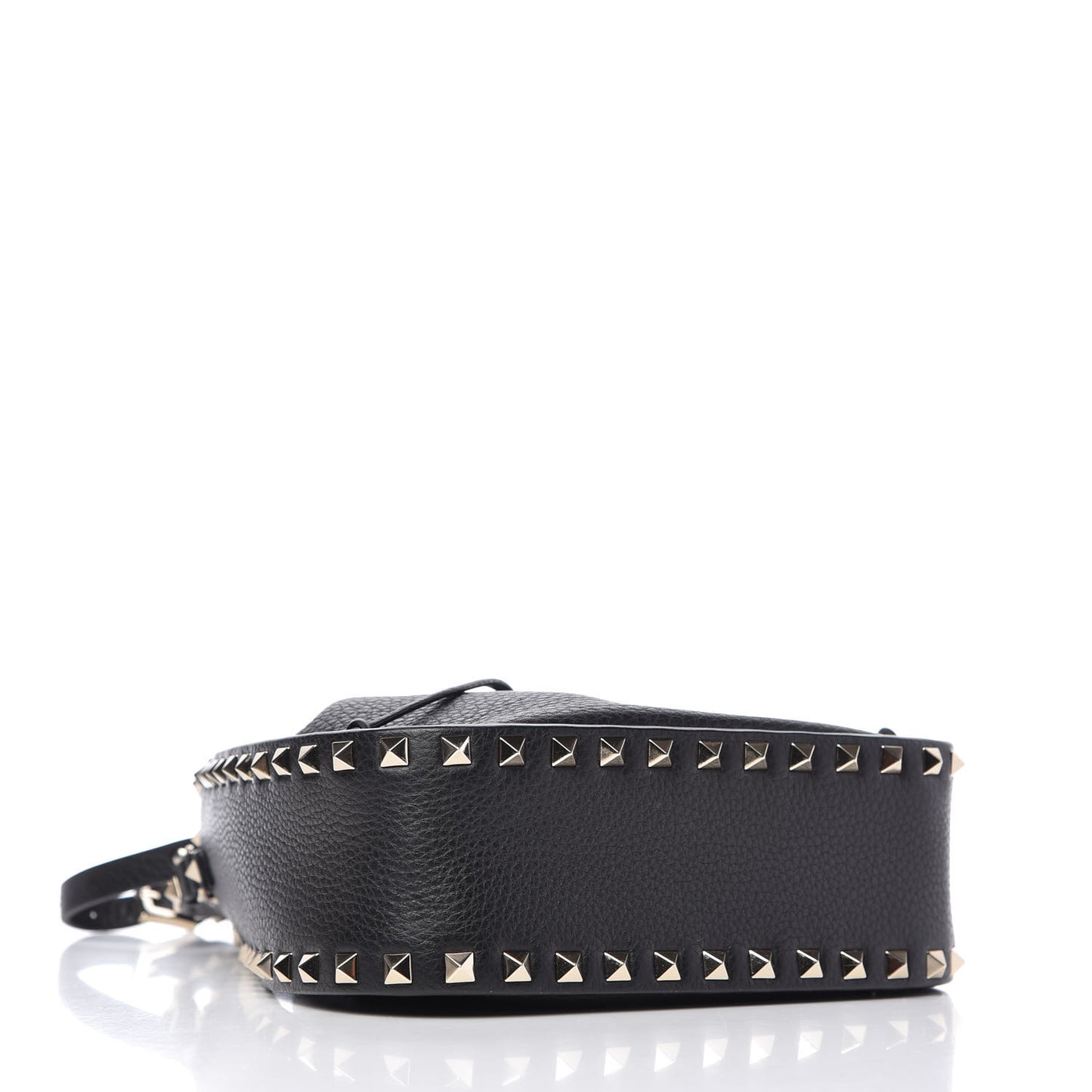 Grained Calfskin Rockstud Bucket Bag Black