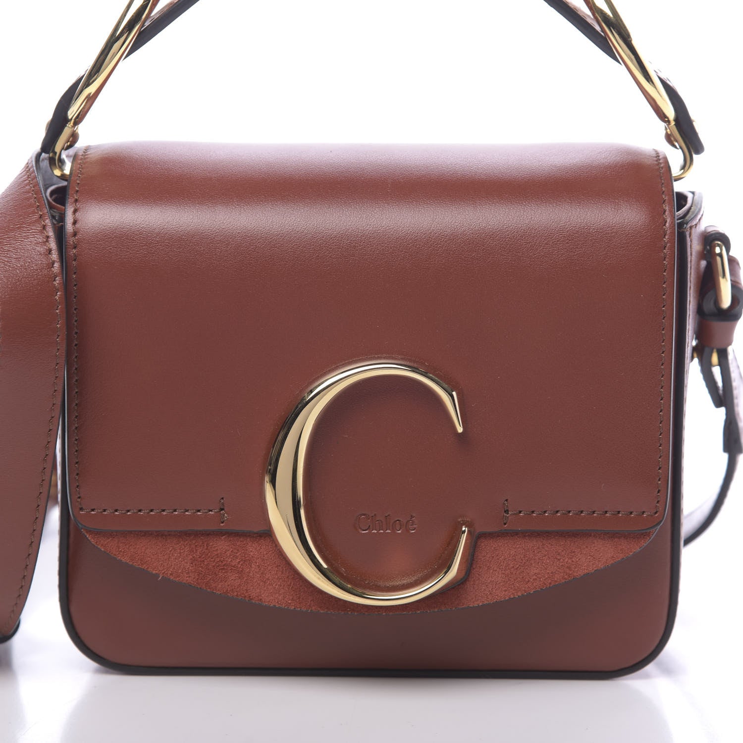 Chloe Shiny Calfskin Suede Mini C Bag Sepia Brown 7 of 10
