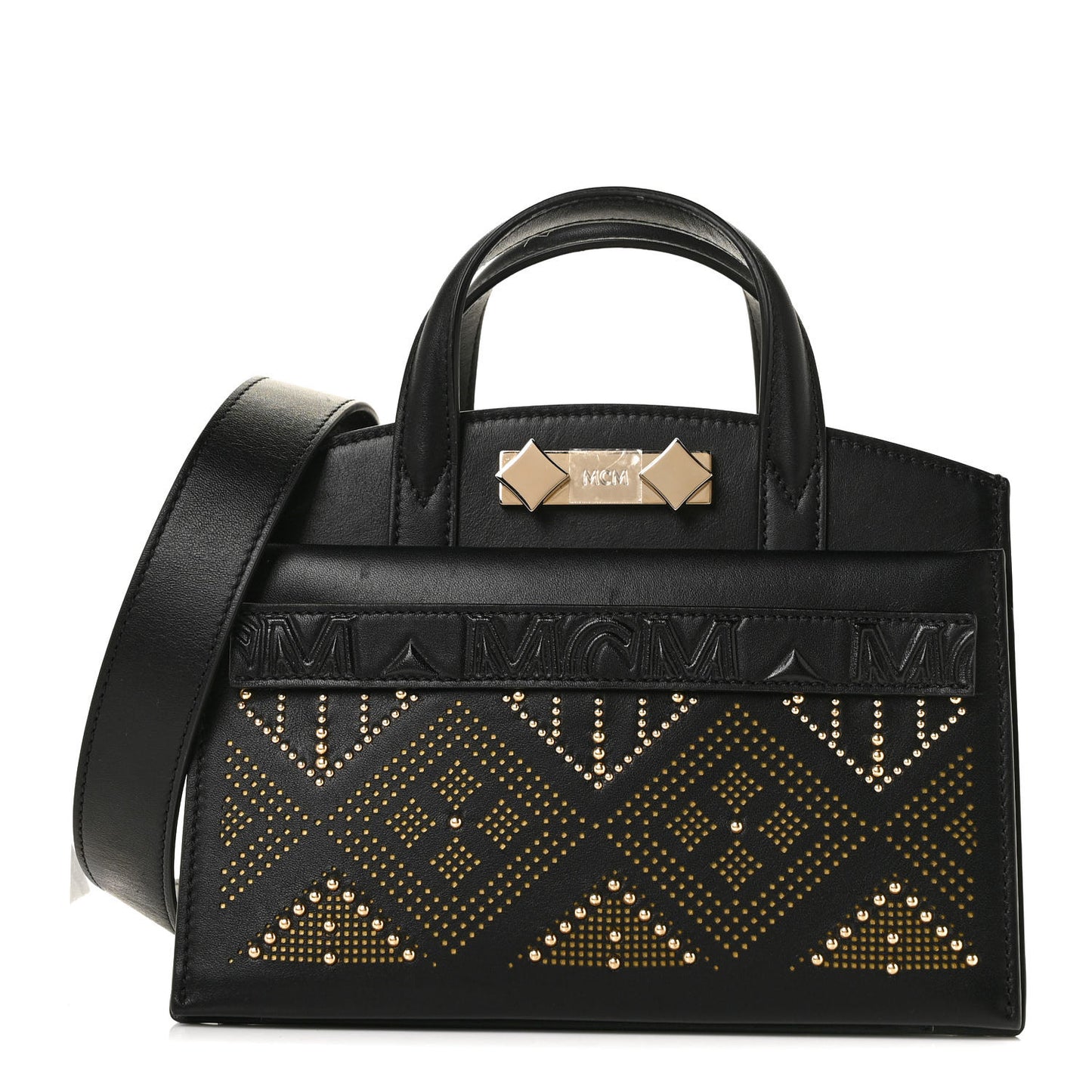 Calfskin Lux Studded Milano Tote Black