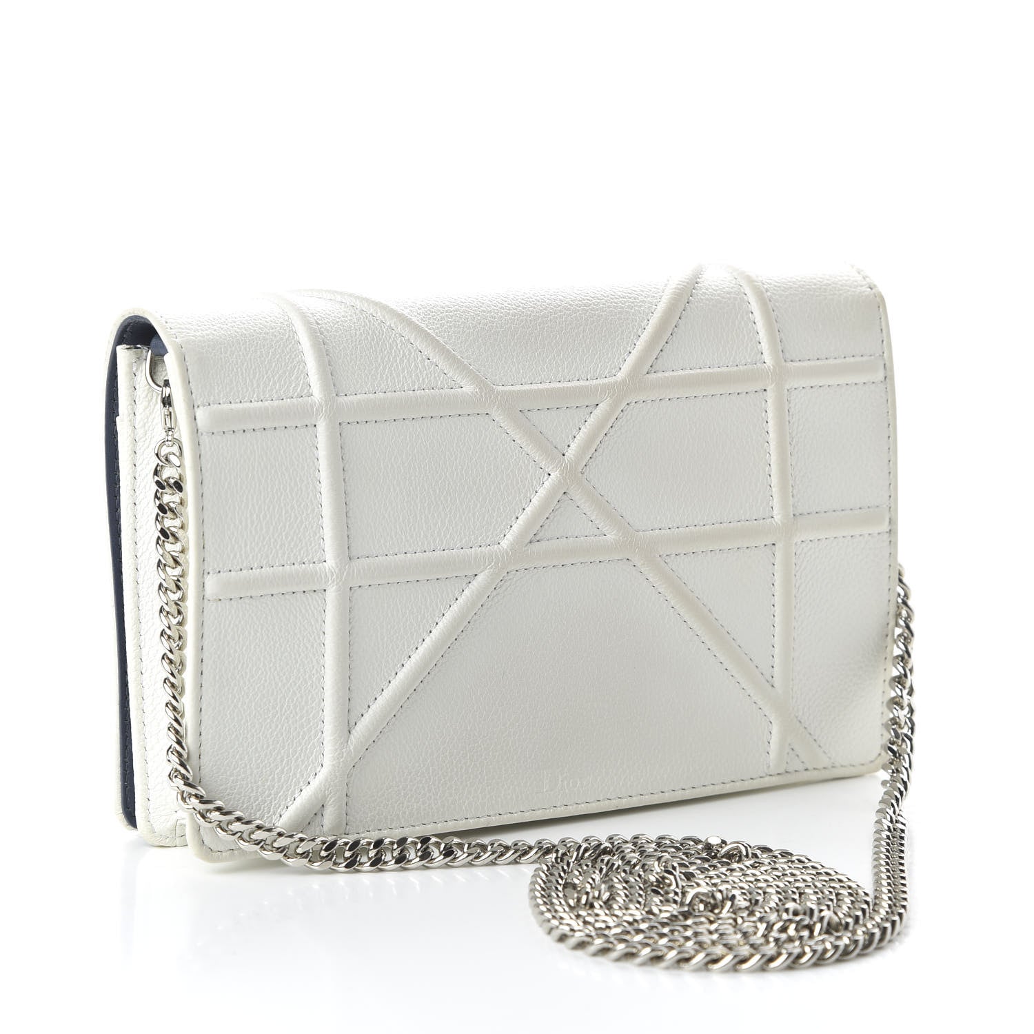 Christian Dior Grained Calfskin Diorama Wallet on Chain Pouch White 3 of 10