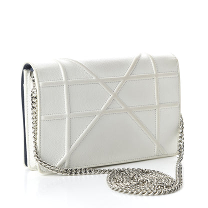 Christian Dior Grained Calfskin Diorama Wallet on Chain Pouch White 3 of 10