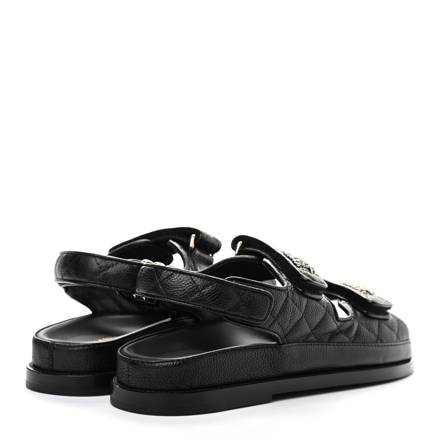 Chanel Grained Calfskin Velcro Dad Sandals 37 Black 4 of 8